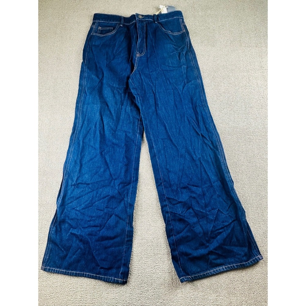 Stradivarius‎ Jeans Women 42 Blue Baggy Wide Leg High Rise Classic Streetwear